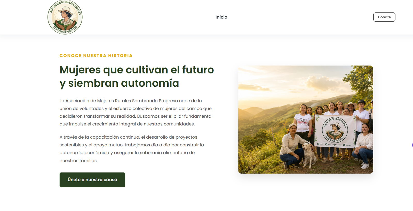 Diseño de página web institucional para Sembrando Progreso